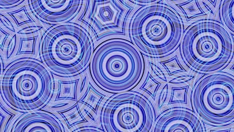 hermoso fondo azul y púrpura, abstracción de caleidoscopio con círculos cambiantes y en movimiento. animación. fondo violeta abstracto del efecto caleidoscope