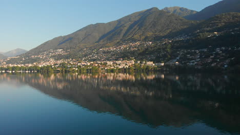 wide shot of the lakeside of locarno at the lago maggiore, switzerland