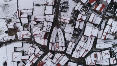 Village-Buildings-with-snow-Top-View