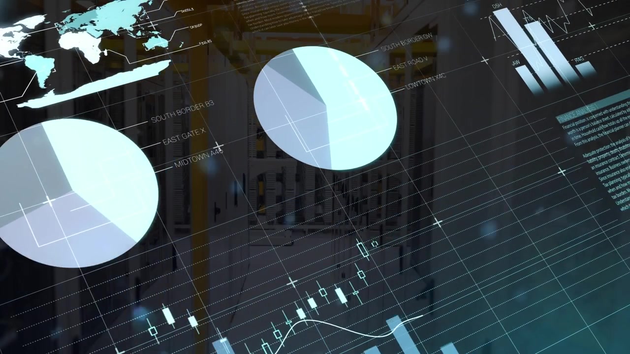 Animation of statistics and financial data processing over computer servers
