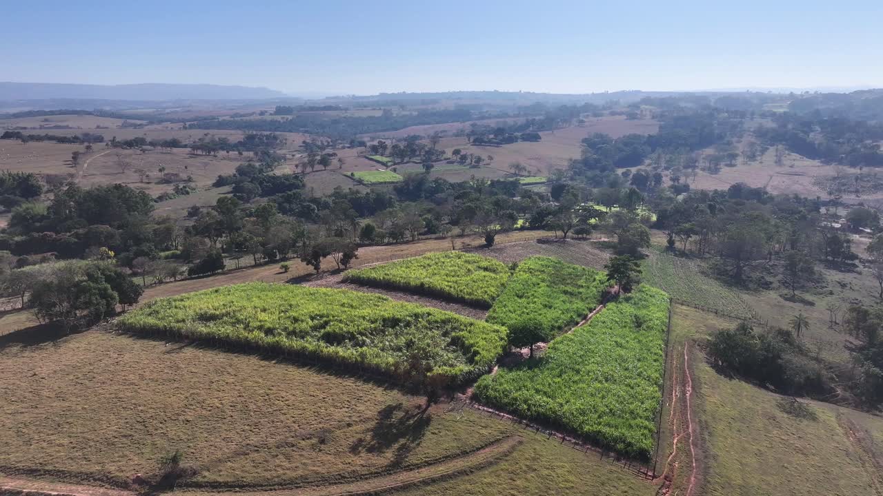 Sao Benedito Das Areias Skyline At Mococa In Sao Paulo Brazil. Countryside City. Rural Cityscape. Sao Benedito Das Areias Skyline At Mococa In Sao Paulo Brazil. Agriculture Field. Outdoor Scene