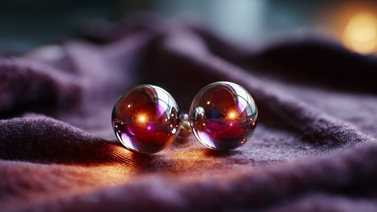 Crystal Sphere Earrings on Velvet Fabric