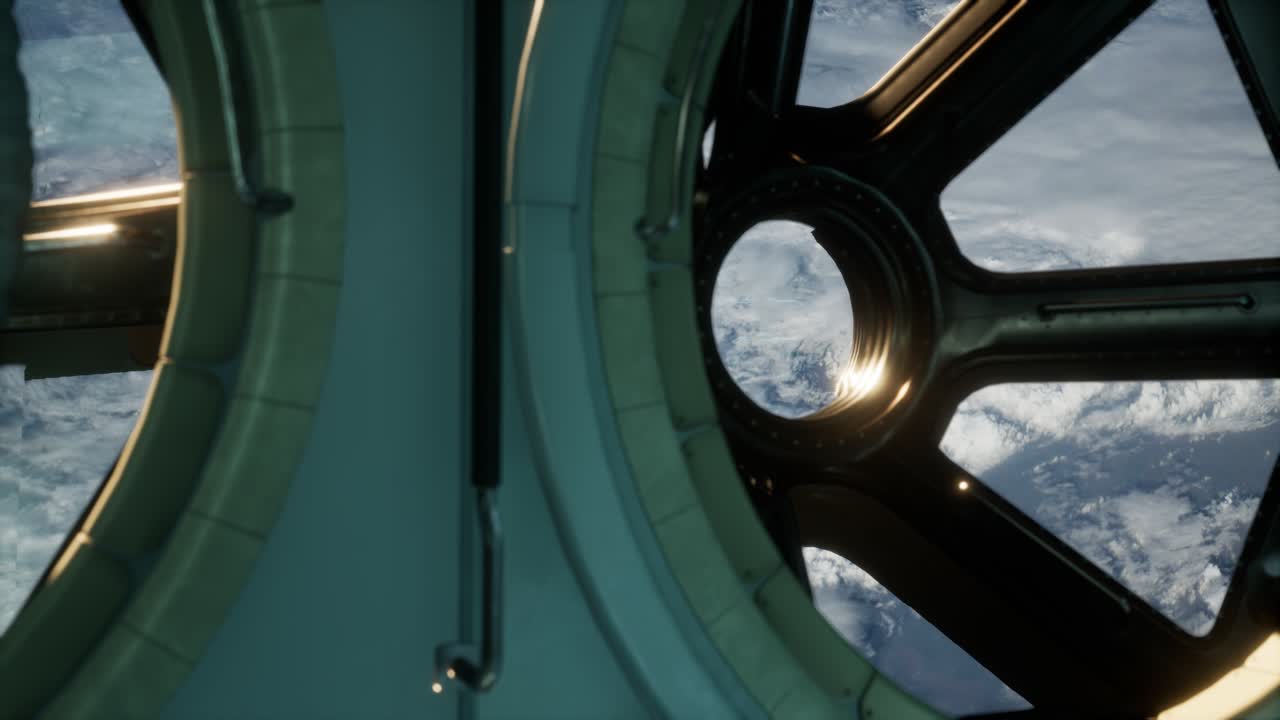 vista della cabina di pilotaggio dalla stazione spaziale internazionale che opera vicino al pianeta terra