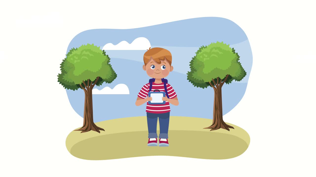schoolboy student in camp character animation