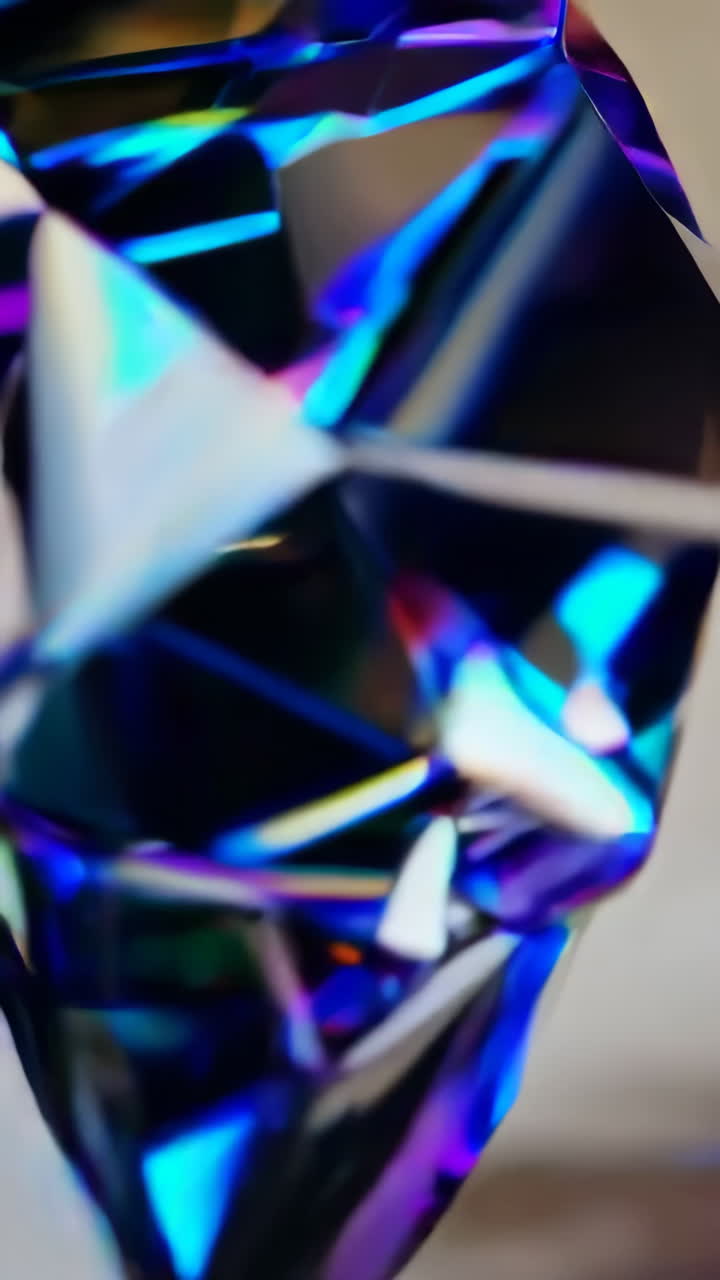 Abstract Close-Up of a Vibrant Multi-Colored Faceted Object