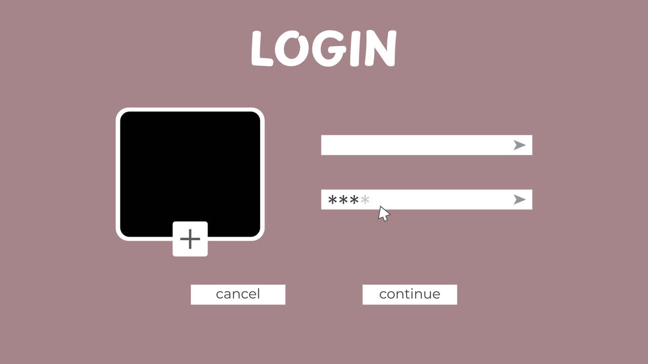 Mouse Cursor Typing Password on Digital Login Screen
