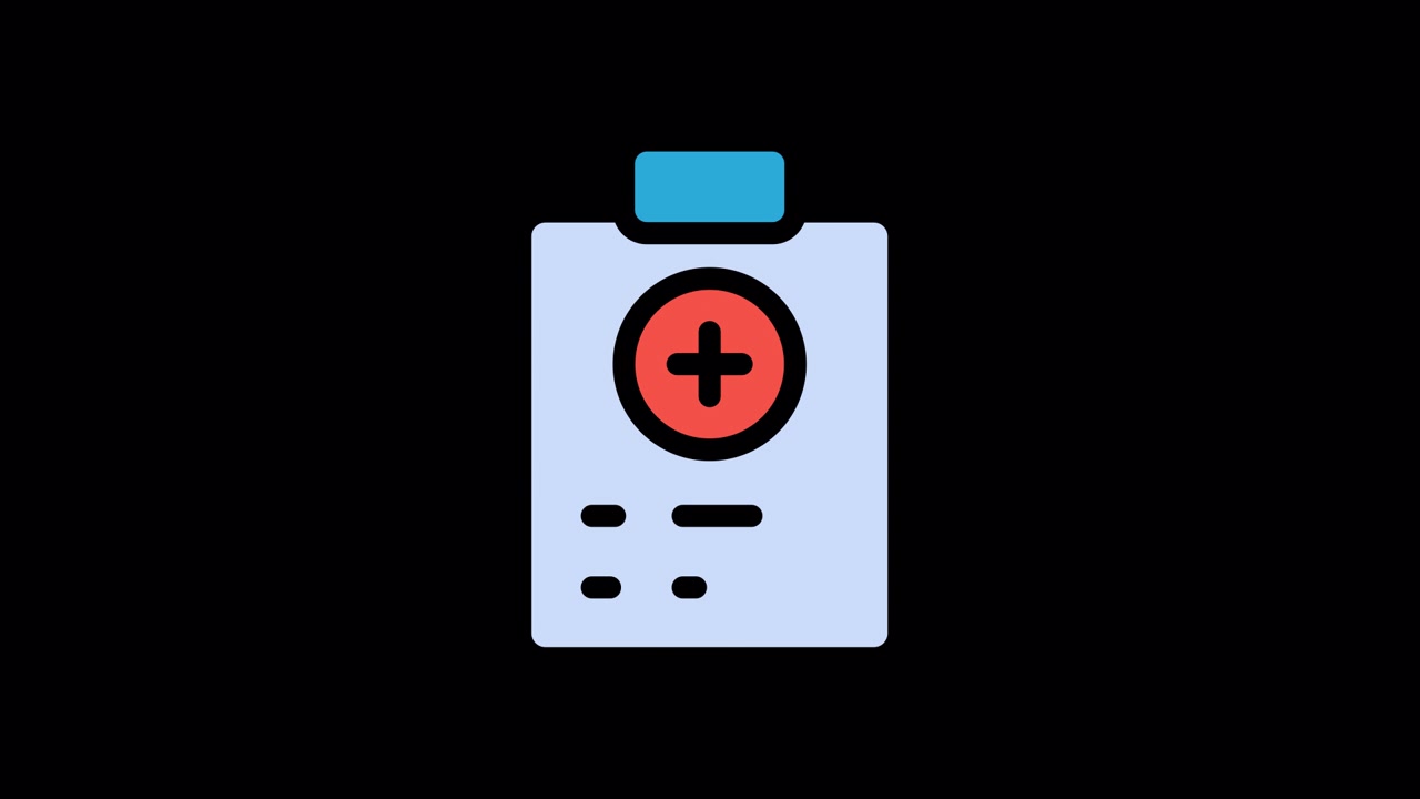 Animated Medical Record Icon with Plus Sign and Data