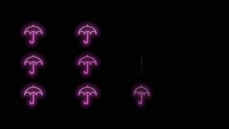 Pulsing-neon-umbrella-icons-pattern-with-led-light-in-casino-style