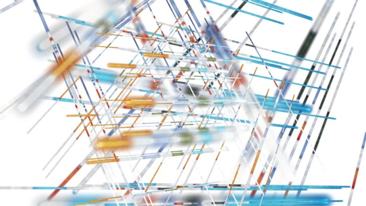 Fantastic animation with stripe objects in slow motion, 4096x2304 loop 4K