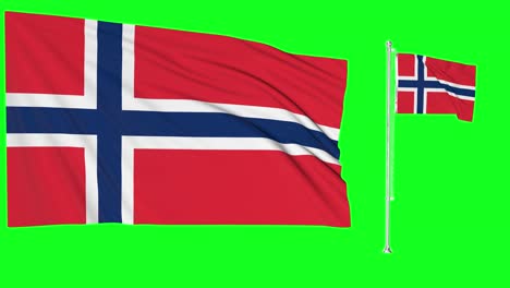 green screen waving norway flag or flagpole