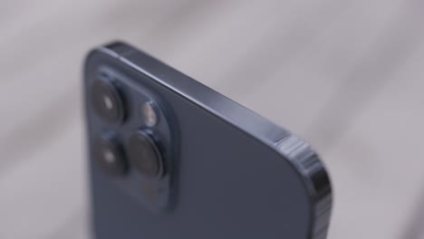 close-up of a dark blue iphone 14 pro max