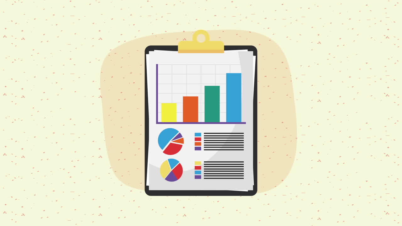 clipboard with statistics infographic animation