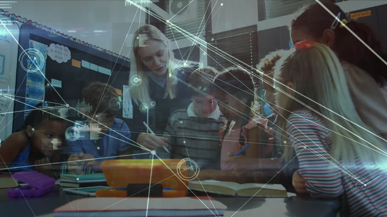 animación de la red de conexiones entre maestros y escolares