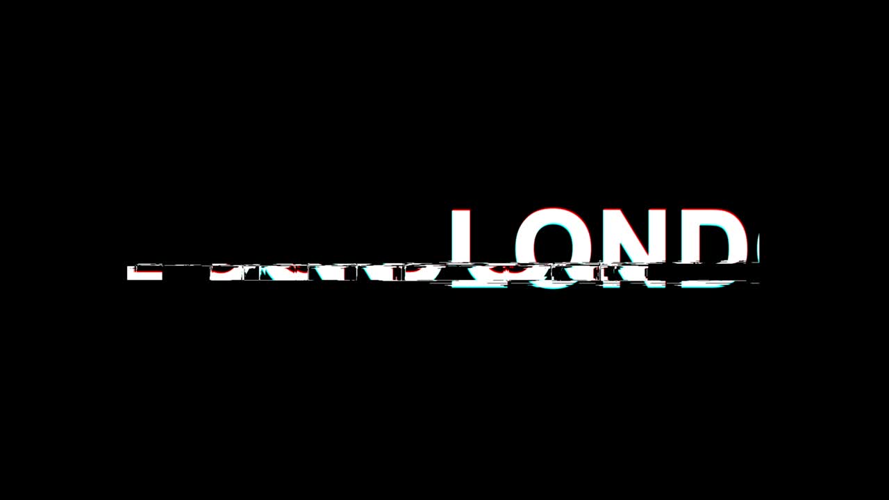 efecto de glitch de londres texto distorsión de televisión digital animación en bucle 4k