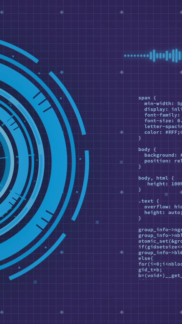 Animation of scope scanning and data processing on blue background
