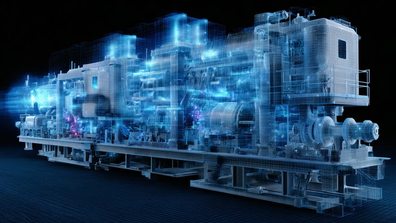 Futuristic Industrial Machine Representation Showcasing Advanced Technology and Innovation in a Digitalized Format, Highlighting Efficiency and Structural Complexity in Machinery Design