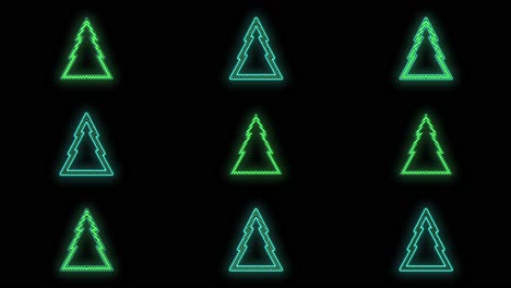 christmas trees pattern in rows with neon color in night 7