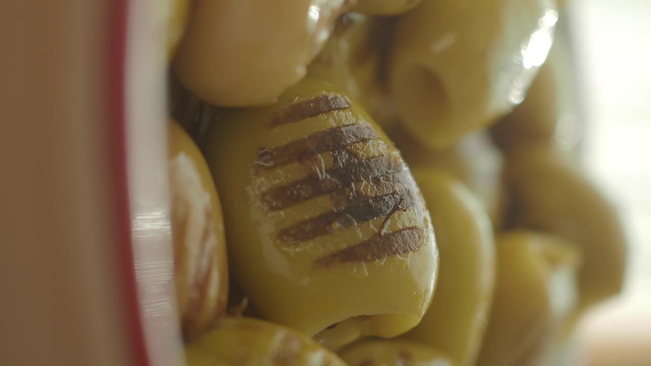 Close-up of grilled olives