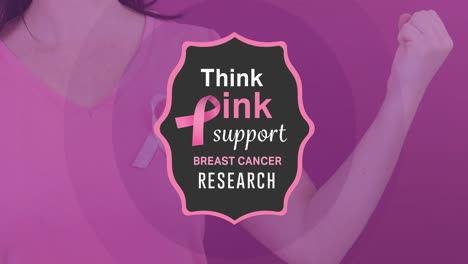 video de concienciación sobre el cáncer de mama texto sobre una mujer caucásica que lleva una cinta rosa de concienciación sobre el cáncer