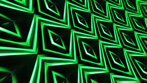 4k 3d gradiente verde fondo de bucle animado geométrico, animación de patrón interminable sin costuras con colores de gradiente modernos. fondo creativo simple verde de alta tecnología. filas de matriz futurista verde.