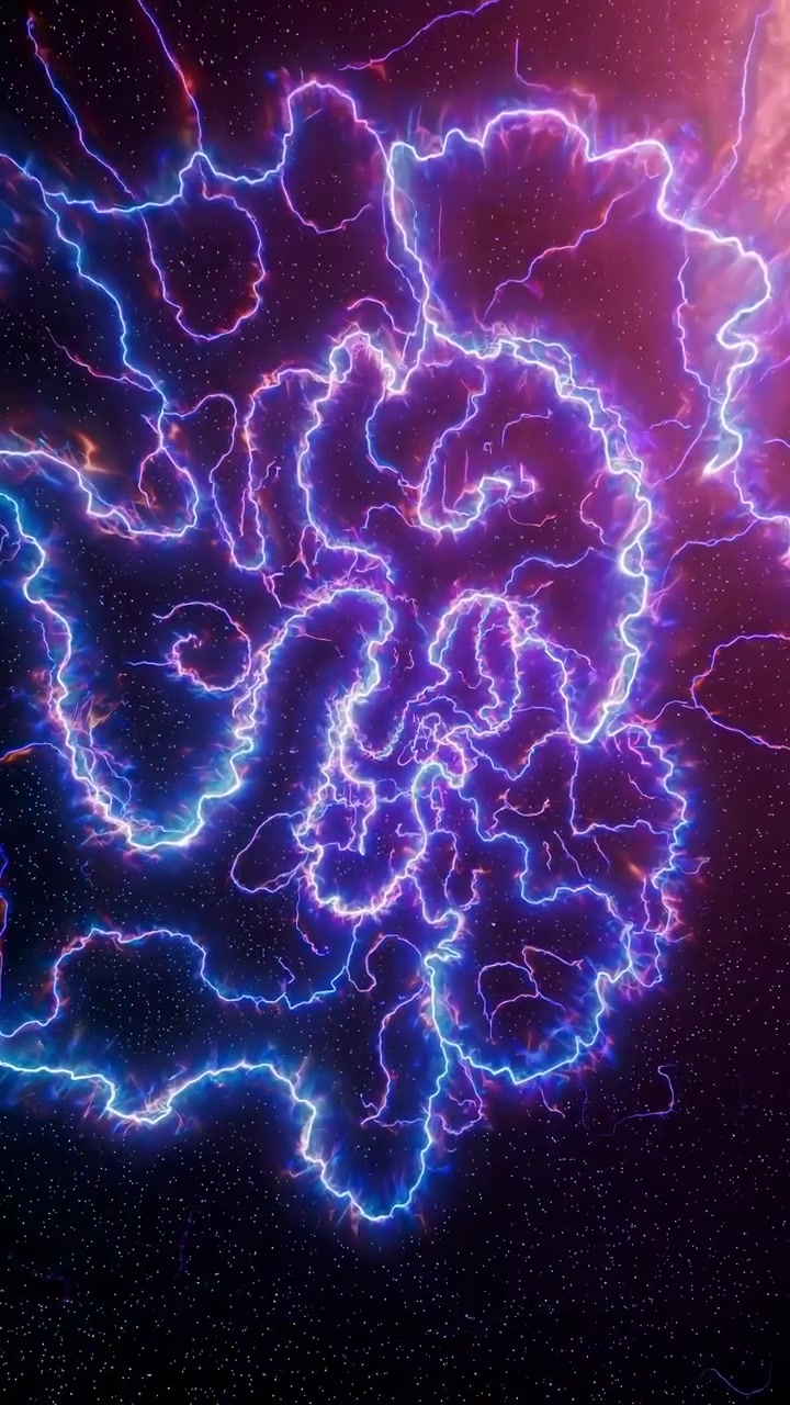 Tempesta di fulmini cosmica astratta nello spazio profondo