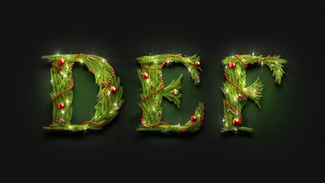decorativo d e f letras, modelo de fuente de año nuevo en la oscuridad