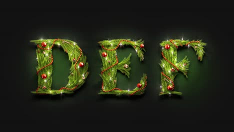 decorative d e f letters, new year font mockup in darkness