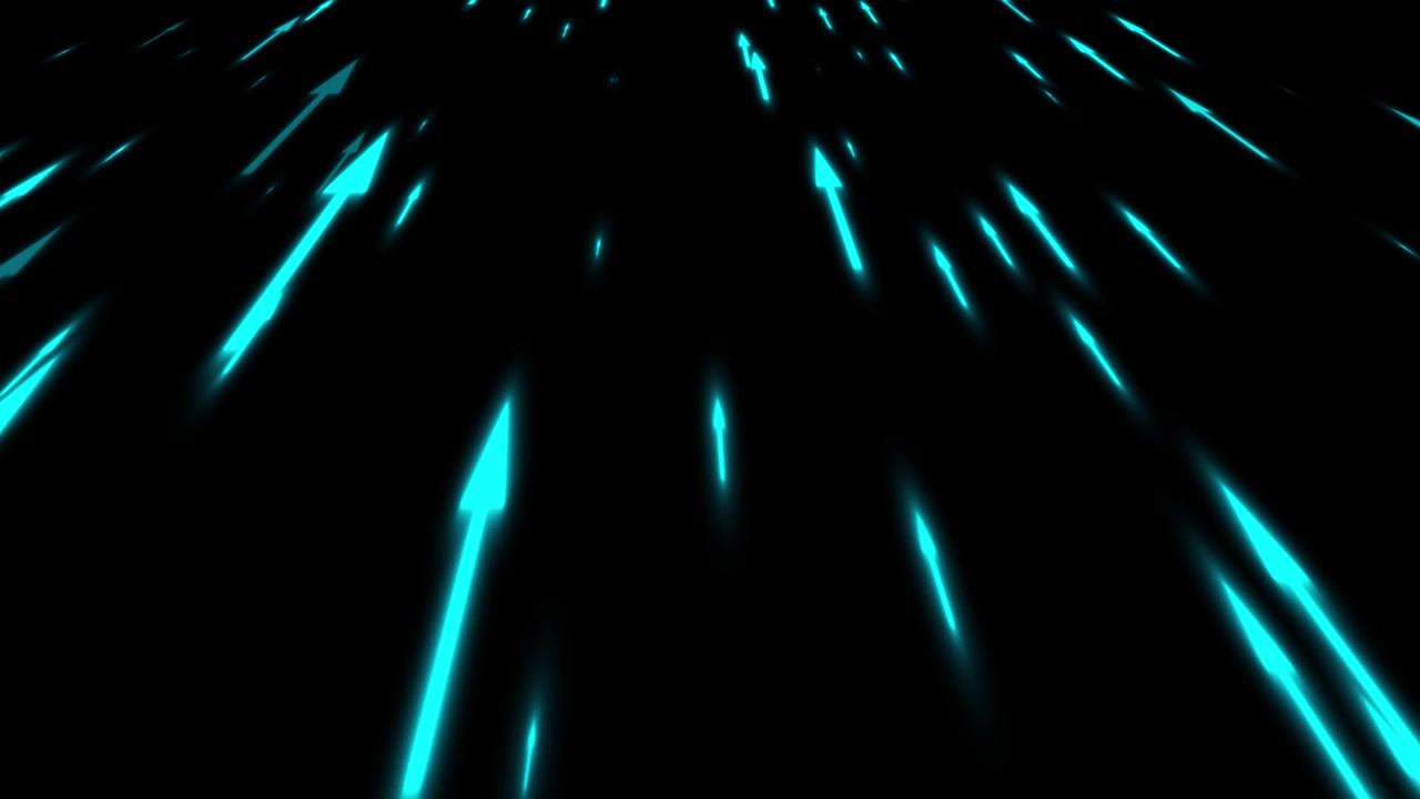 Dynamic technology rising arrows animation isolated on black background