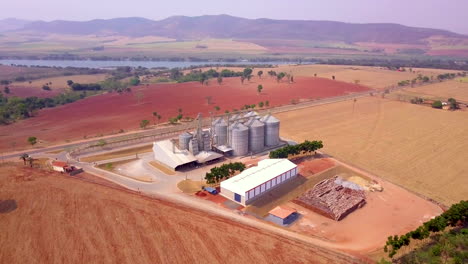 grain storage silos in the field