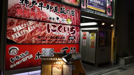 illuminated signage, bustling urban night scene