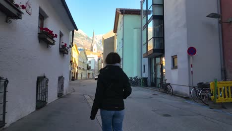 slow motion walking in the morning in innsbruck austria