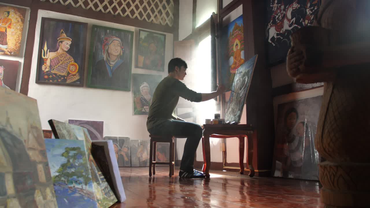 Young Artist Painting, Slow Motion