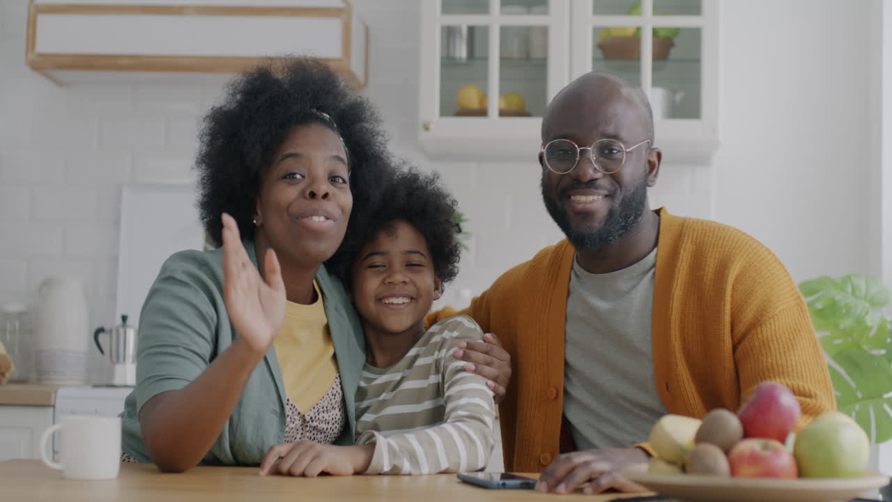 Happy African American Family in a Kitchen