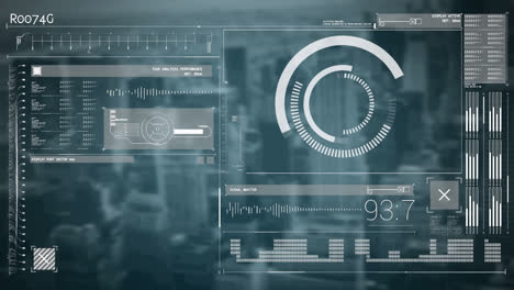 animation of scope scanning and data processing over cityscape