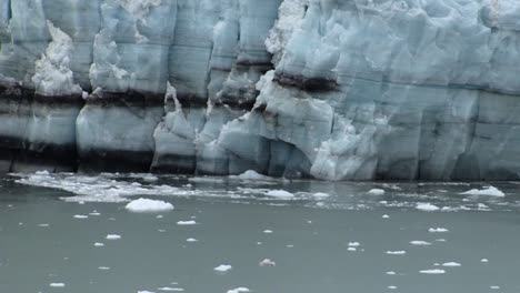 close-up of margerie glacier ice wall and the bay-waters