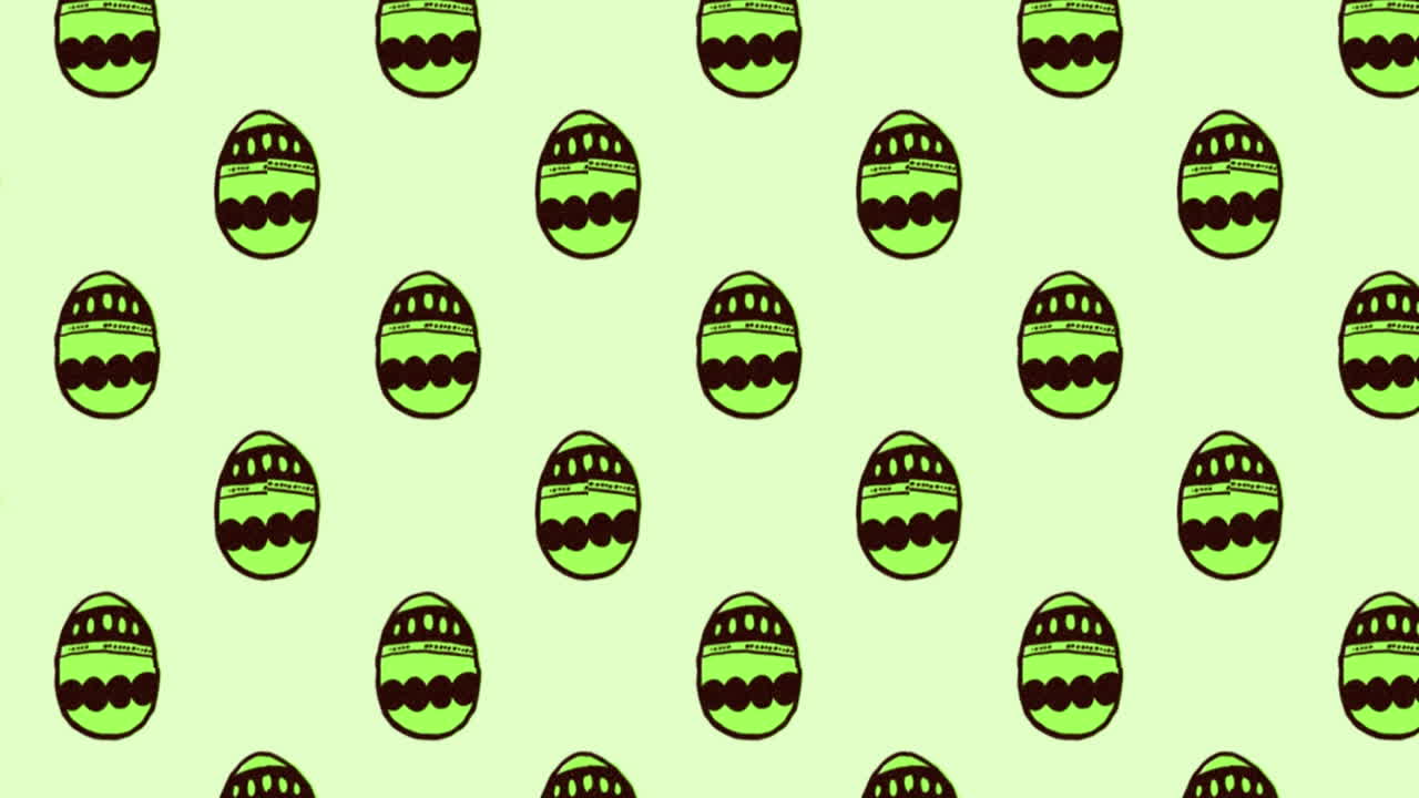 Animation of easter eggs moving over green background