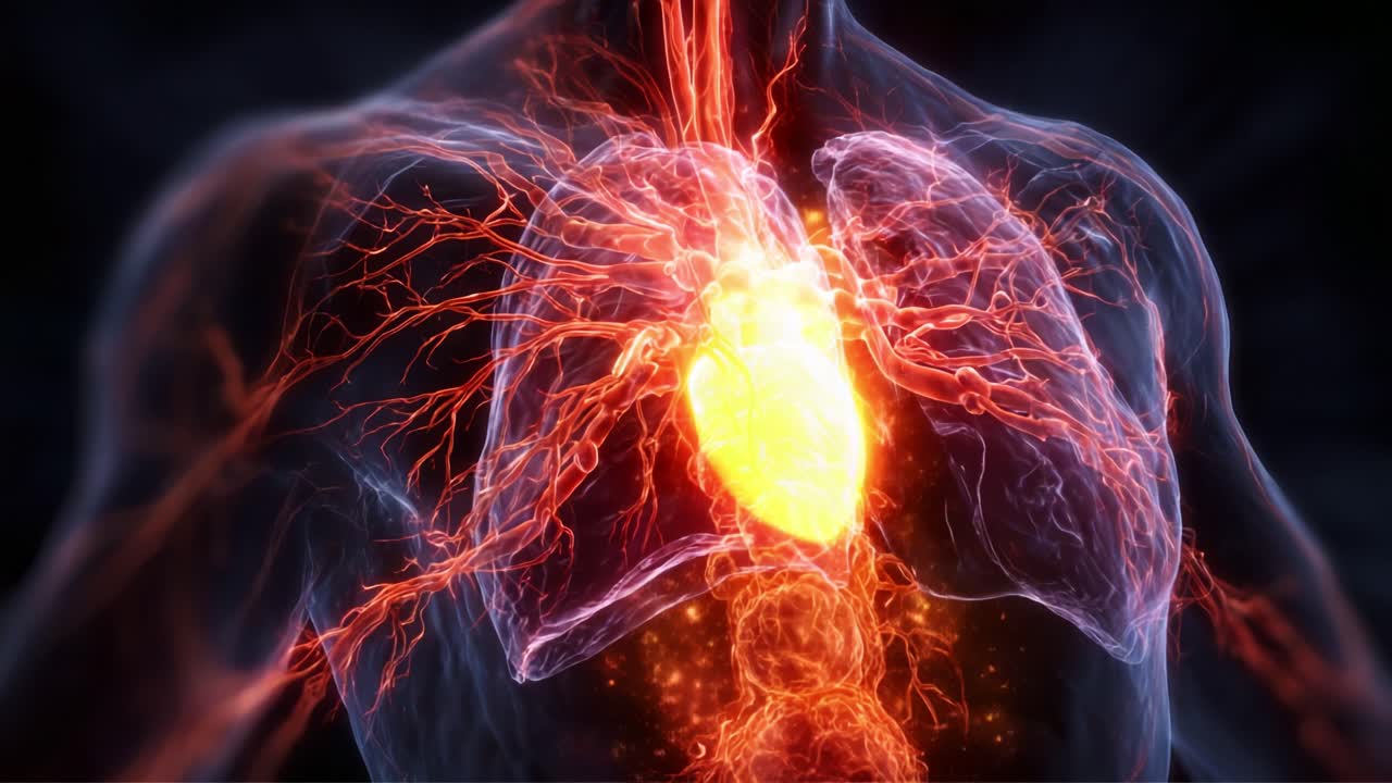 A Stunning Visual Representation of the Human Respiratory and Circulatory Systems, Showcasing the Intricate Networks of Blood Vessels and Lungs in a Mesmerizing, Colorful Display