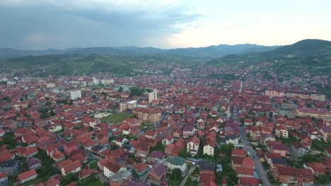 calm town novi pazar in serbia europe during pandemic, aerial forward slow