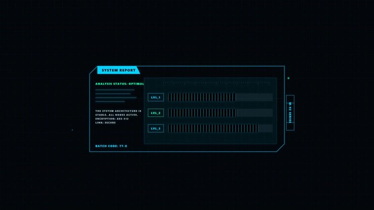 Futuristic Digital System Report Interface with Loading Progress Bars