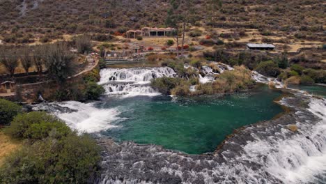 south american lagoons and waterfalls of huancaya in yauyos province, peru