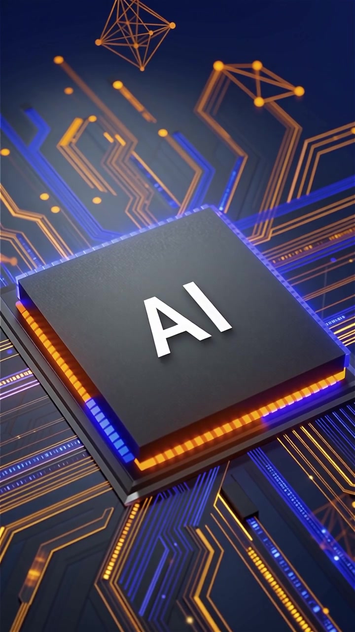 Futuristic AI Chip Motherboard Technology Background
