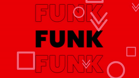 animation of funk text and shapes on colorful changing background