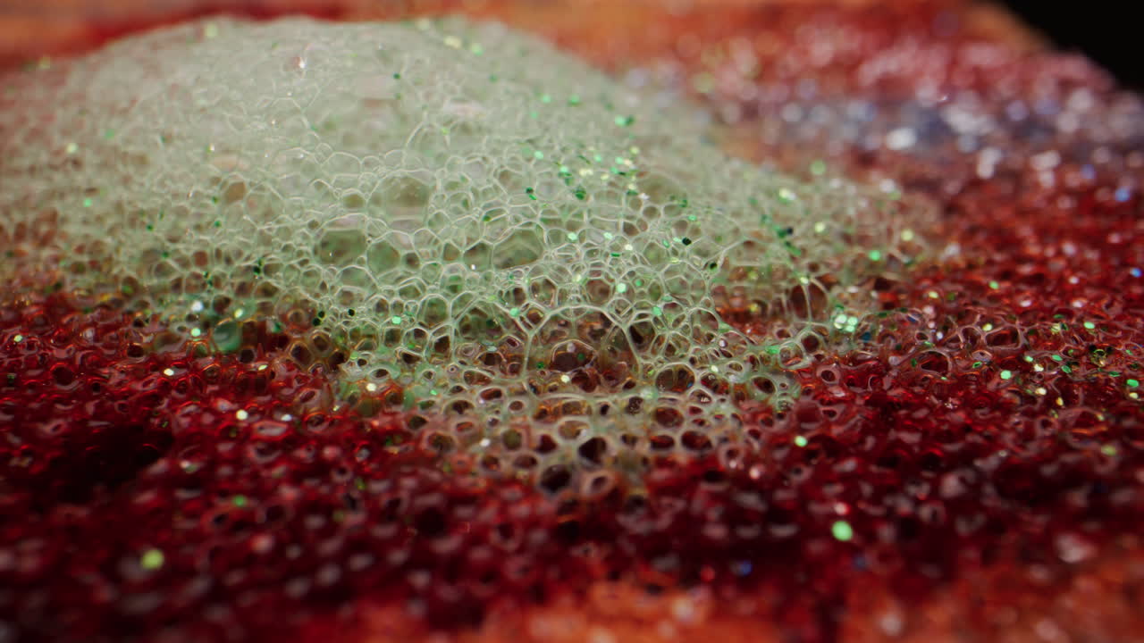 Macro View of Colorful Glitter Foam