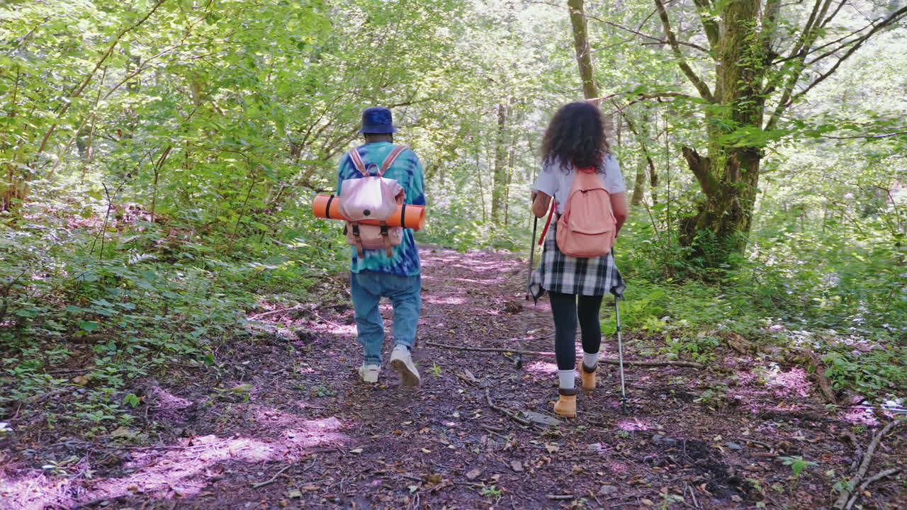 숲에서 산책하는 친구들