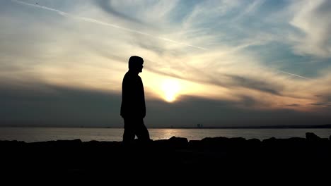 sadness alone man silhouette with seaview 5