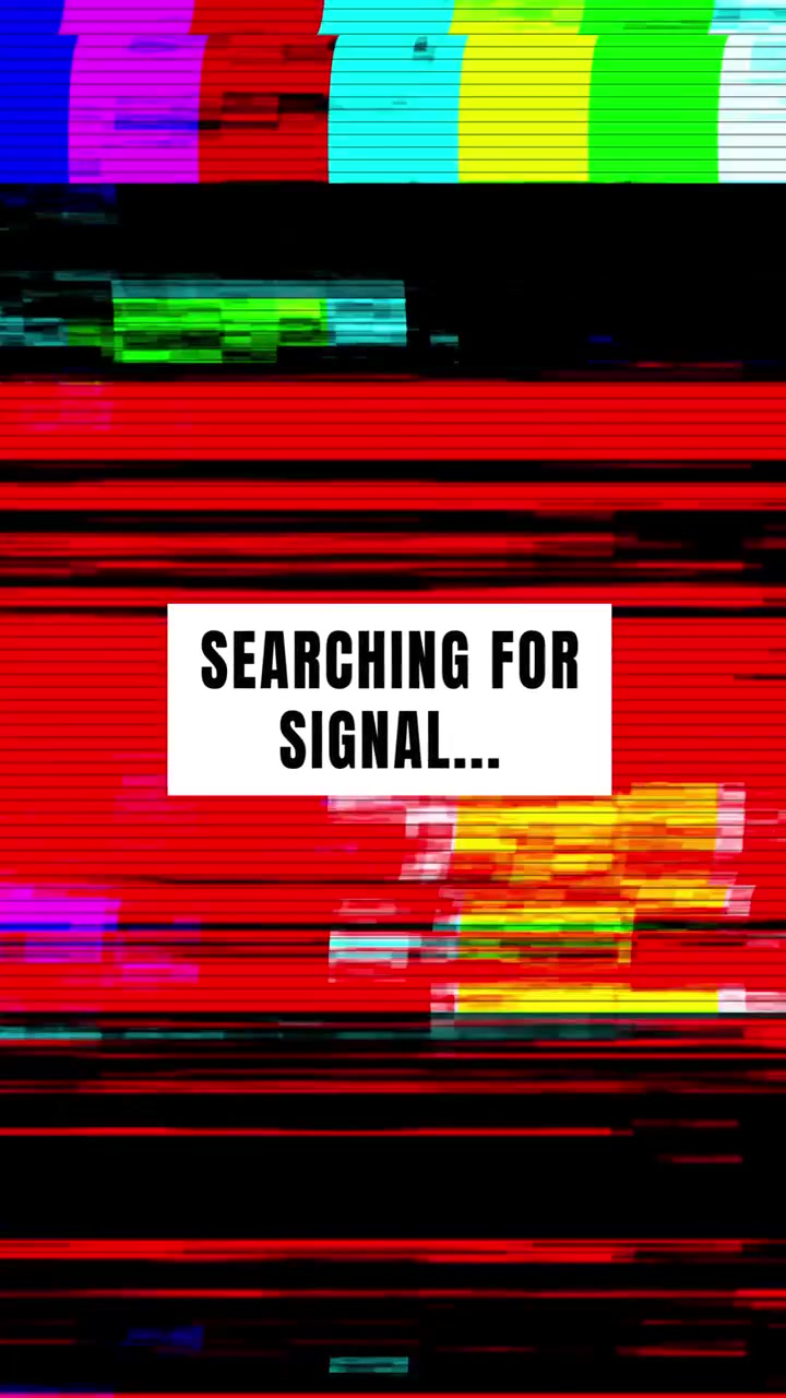 Digital Glitch Effect with Searching for Signal Text Overlay