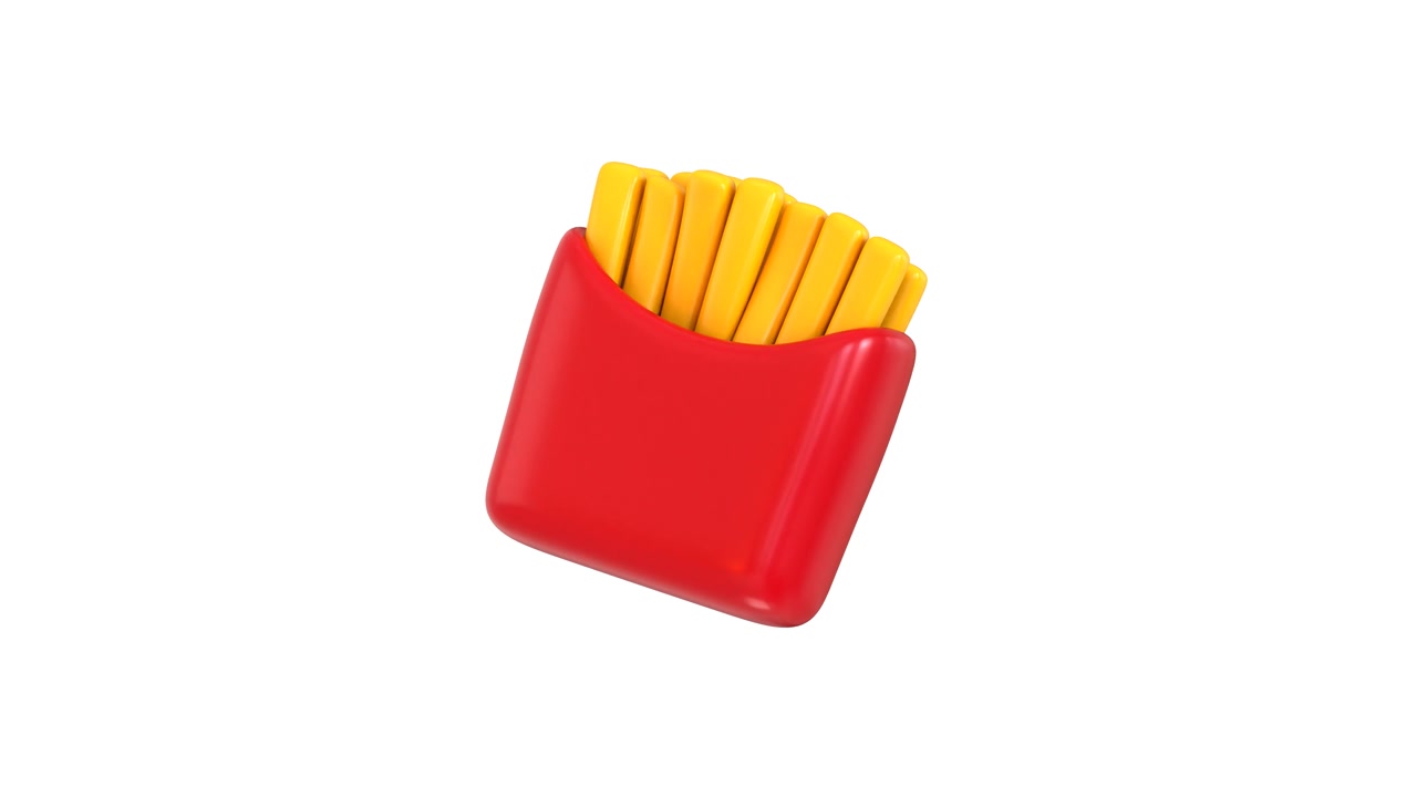 3D Rendered French Fries in Red Carton Isolated on White