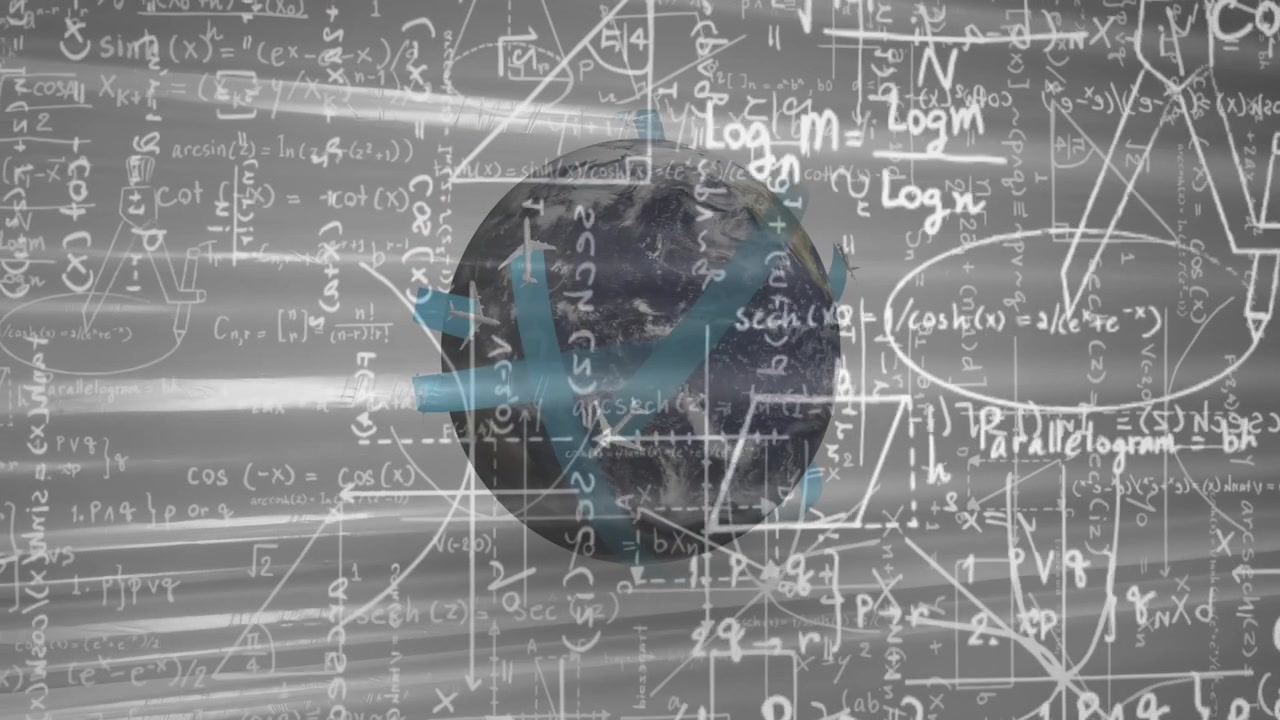 Teal arrow fading in starting rotating around semi-transparent globe showing data orbit