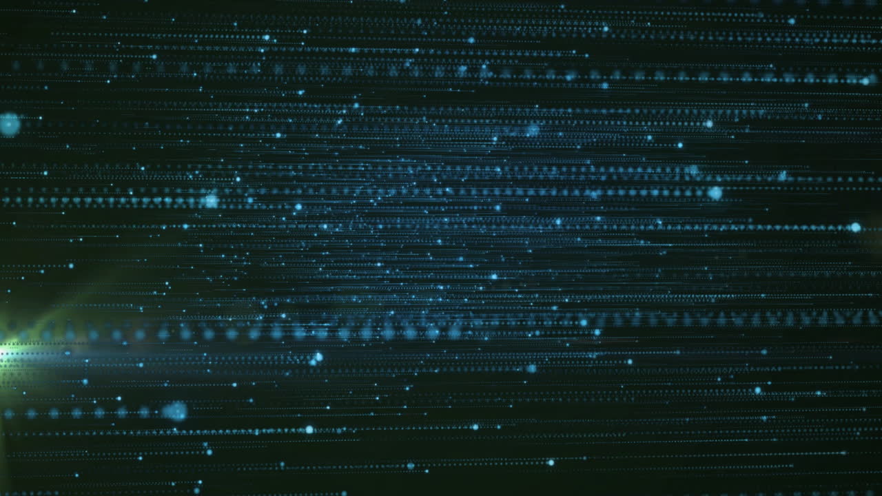 Animation of blue spots and light trails over black background