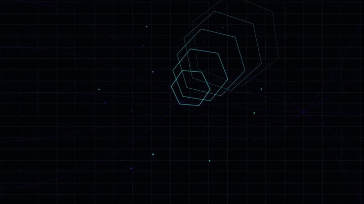 Abstract Motion Graphics with Floating Hexagons and Particles